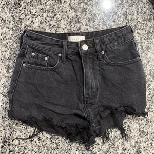 PacSun Charcoal Frayed Hem Jean Shorts